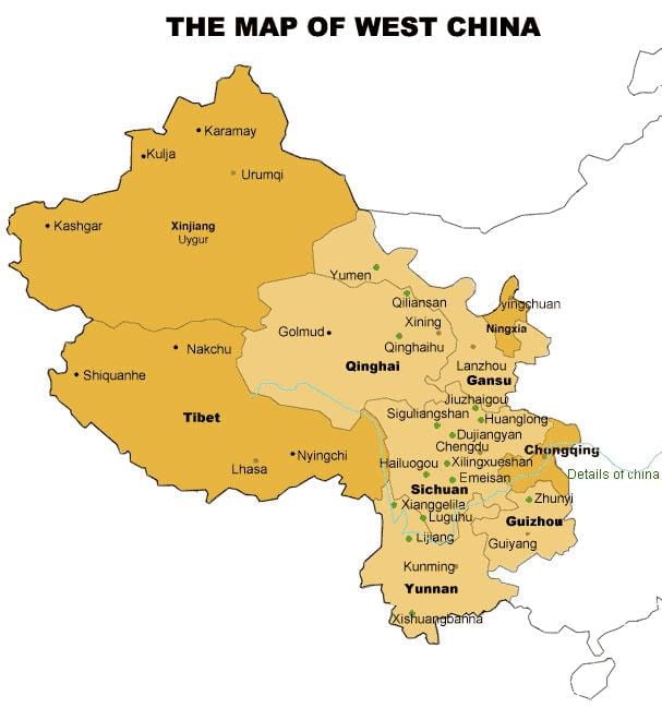ਨਕਸ਼ਾ ਦੇ ਪੱਛਮੀ ਚੀਨ