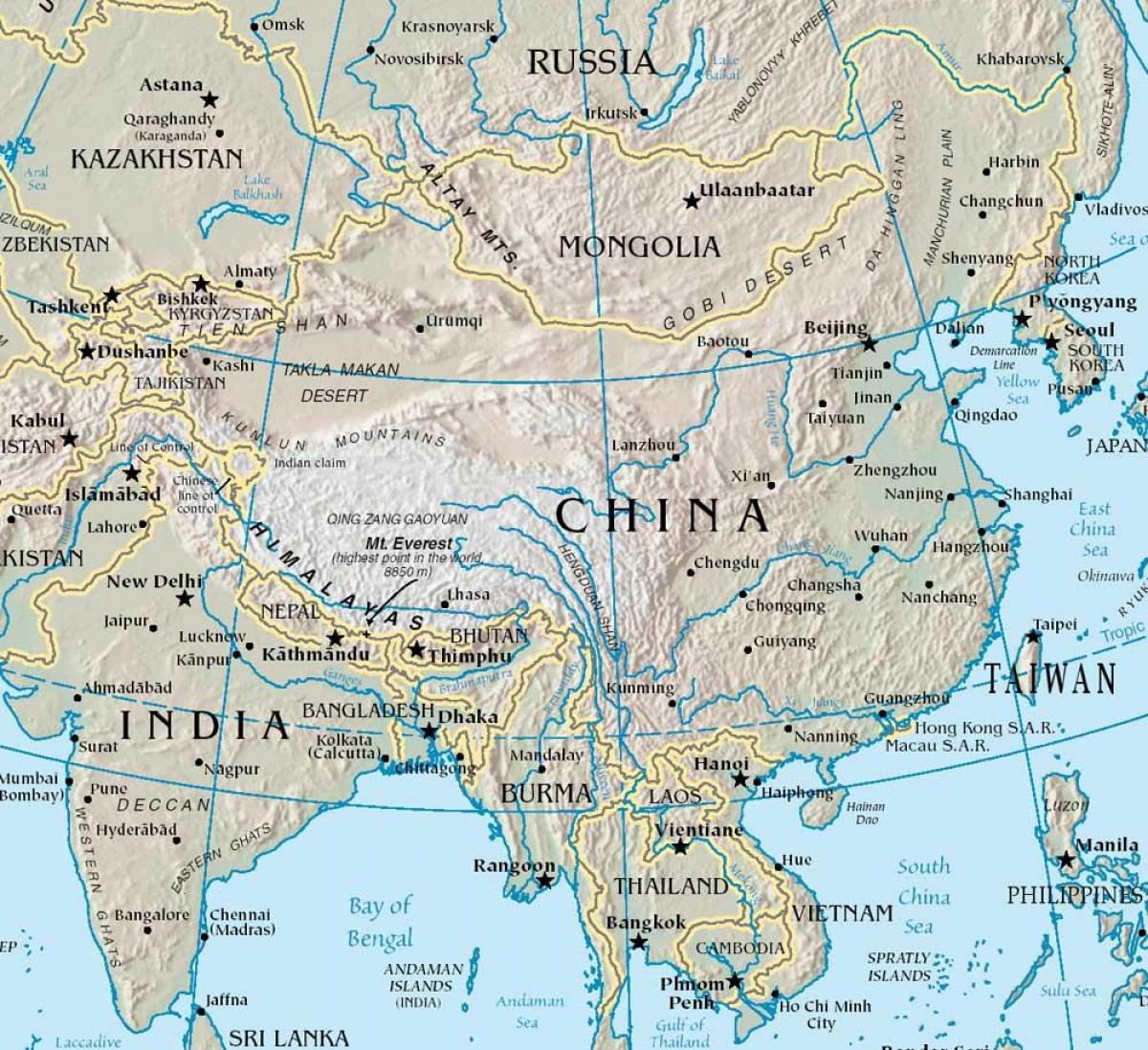 ਚੀਨ ਦਾ ਨਕਸ਼ਾ ਦੇ ਨਾਲ ਪਹਾੜ